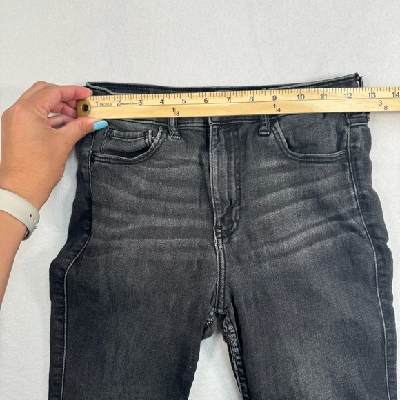Hollister Super Skinny Crop Jeans Womens Size 1/25 Black Wash High Rise - Picture 8 of 13